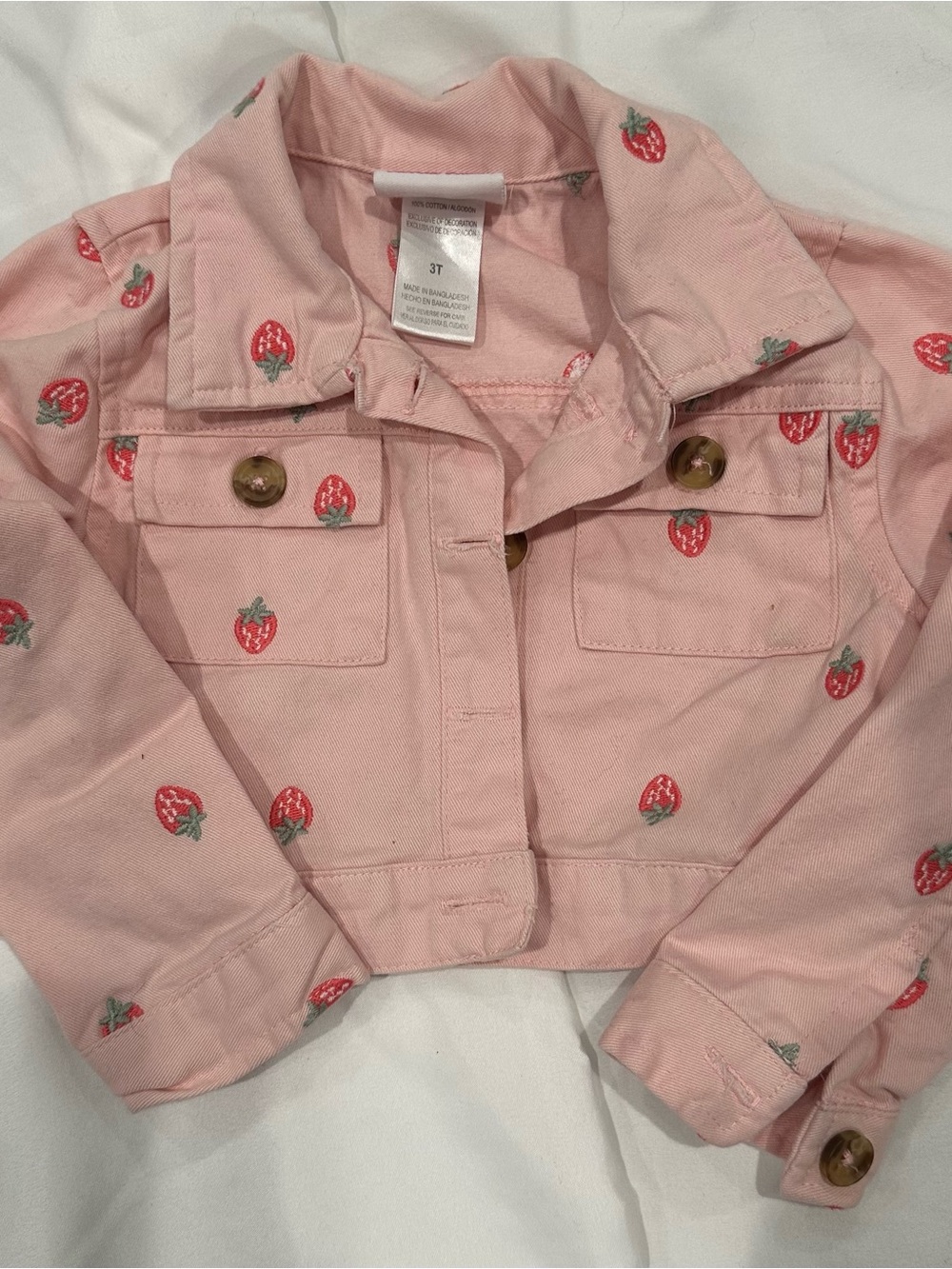 Carter's Pink Strawberry Print Jean Jacket 3T